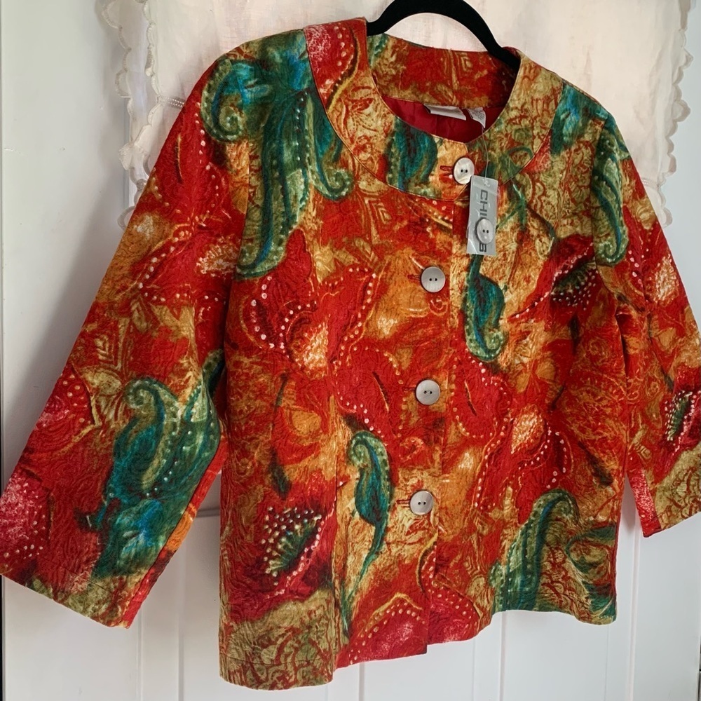 Chico’s Utopian Flower Amalia Button Front Jacket - Picture 3 of 9